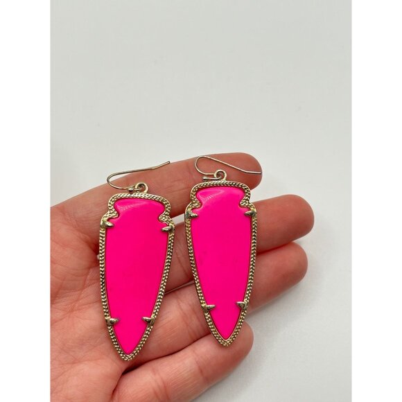 Kendra Scott Pink Drop Earrings Gold Plated Teardrop Shape - Picture 4 of 5